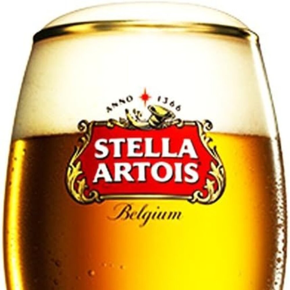 Set of 2 Stella Artois 50CL Gold Rimmed Beer Glasses Chalices NEW 8.5"